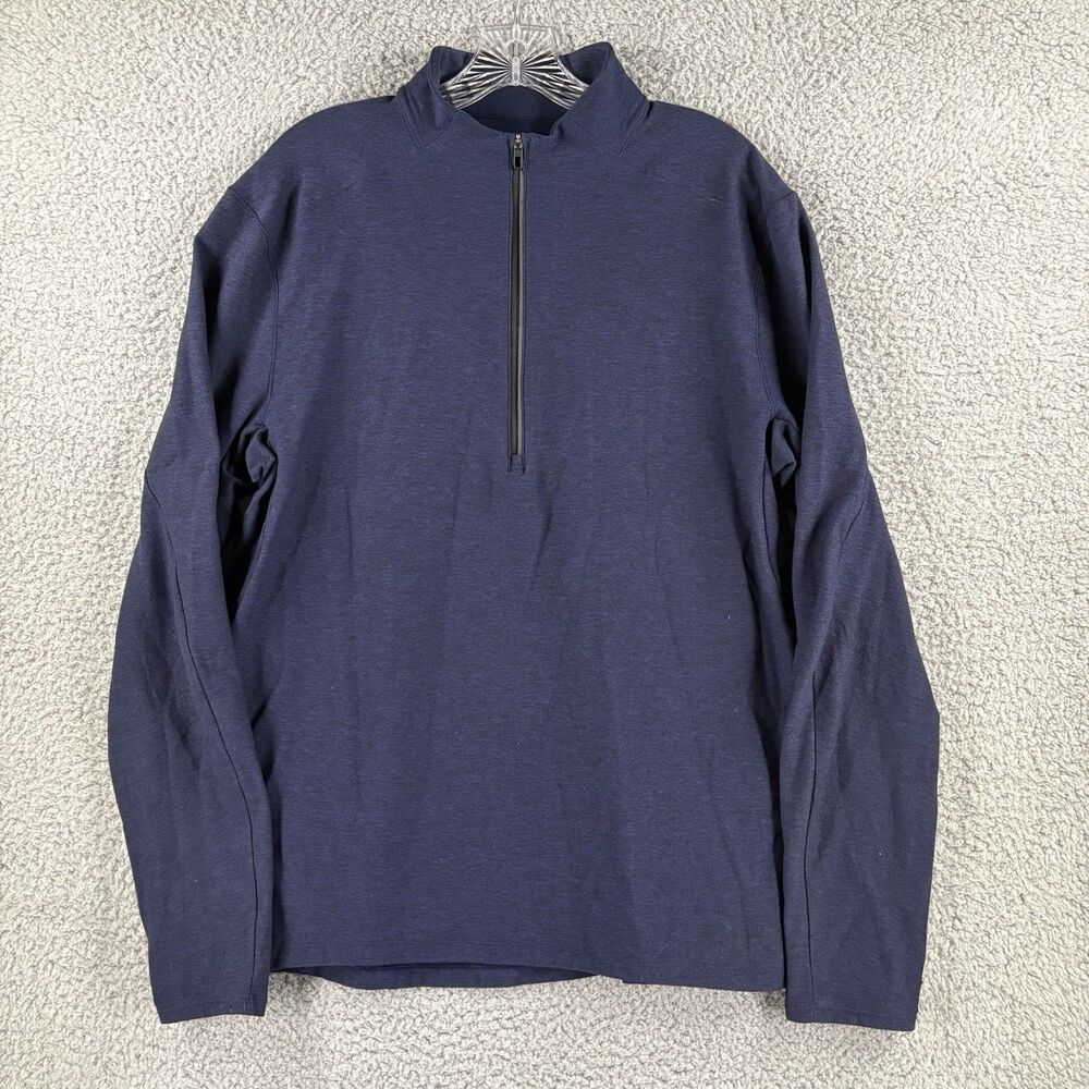 Lululemon Surge Warm 1/2 Zip Mens Large L Heather Blue Pullover Stretch Athletic